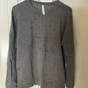 Athleta Studio to Street Print Sweatshirt Size S Dark Grey